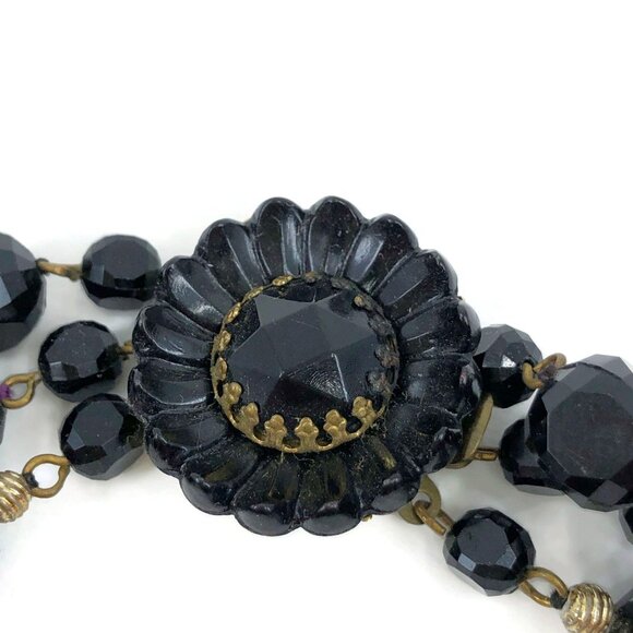 Vintage Triple Strand Plastic Bead Necklace Signed Western Germany - Picture 4 of 9